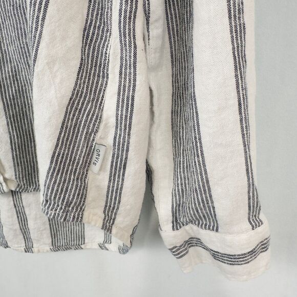 Orvis Striped Linen Blend Long Sleeve Button Up Shirt Womens Large Beach Preppy - Picture 7 of 16